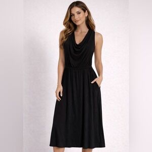 LOGO Lori Goldstein Elegant Black Sleeveless Maxi Dress